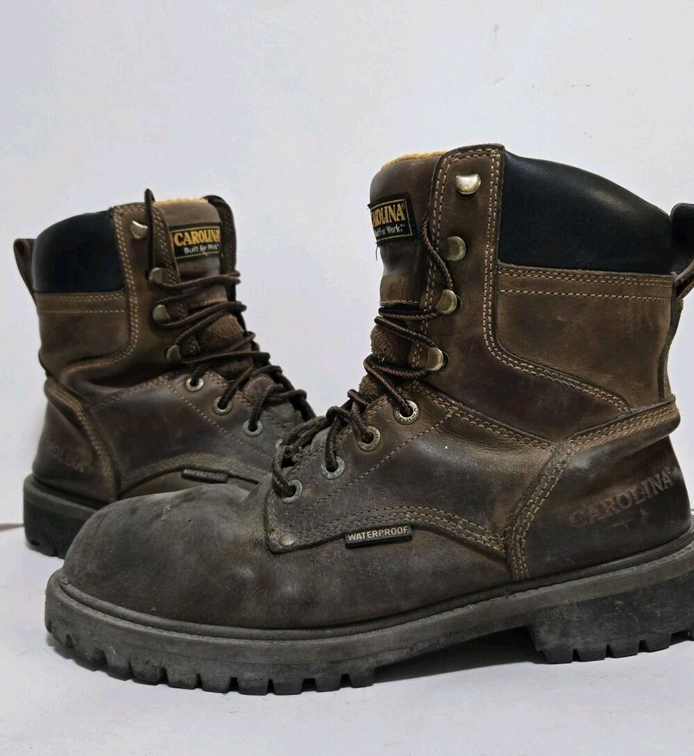 Carolina Boots Mens Sz 11 8" Steel Toe Metguard Work 519 Brown Leather